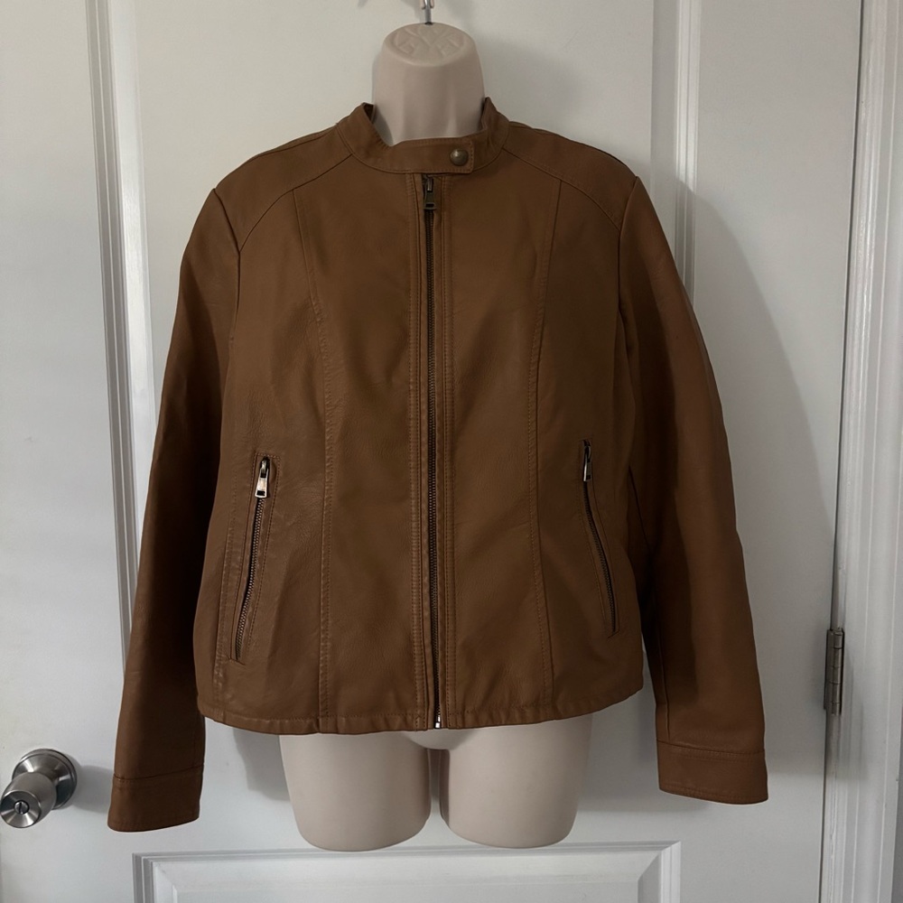 Baccini Women's Brown Faux Leather Jacket